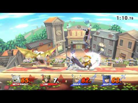 Super Smash Bros Wii U For Glory Red Team (Meta Knight [me] & Link) vs Blue Team (Shulk & Marth)