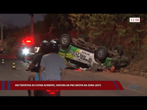 Em tentativa de evitar acidente, viatura da PM capota na zona leste 05 10 2022