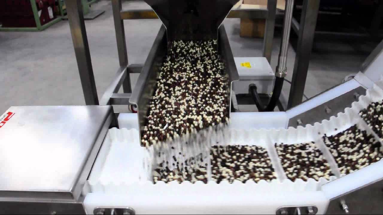 Yoghurt corner chocolate balls infeed system