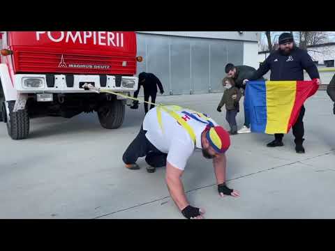 Eu, Radu Valahu, pe 24 ianuarie trag mașina de pompieri! 25T+