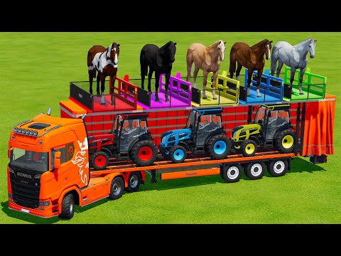 LOAD AND TRANSPORT HORSES & MINI LANDINI TRACTORS WITH SCANIA TRUCKS - Farming Simulator 22