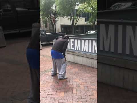 Homeless guy dancing