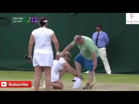 VIDEO: Wimbledon fan dons skirt, takes serves from Clijsters