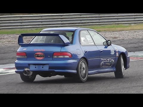Pushing a screaming Subaru Impreza GC8 to the limit on a humid & slippery track (w/ OnBoard)!