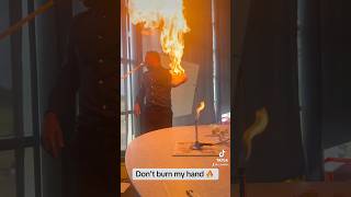 Teacher sets hand on fire 🔥 #science #teacher #chemistry #project #school #fire #methanebubbles