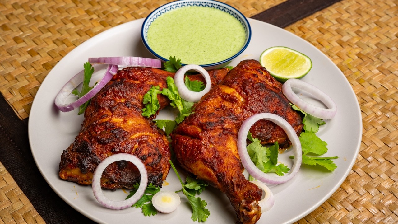 Ayam Tandoori Air Fryer Style Mamak, Siap Sos Hijau!
