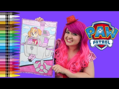 Coloring Skye PAW Patrol GIANT Coloring Book Page Crayola Crayons | COLORING WITH KiMMi THE CLOWN Video