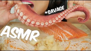 ASMR SALMON &amp; OCTOPUS SASHIMI (RAW SAVAGE Extreme Soft Chewy EATING SOUNDS) No Talking | SAS-ASMR