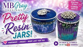 Beautiful Resin Storage Jars with Bling & Crushed Glass