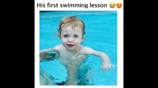 Baby’s first swim lesson! 😍