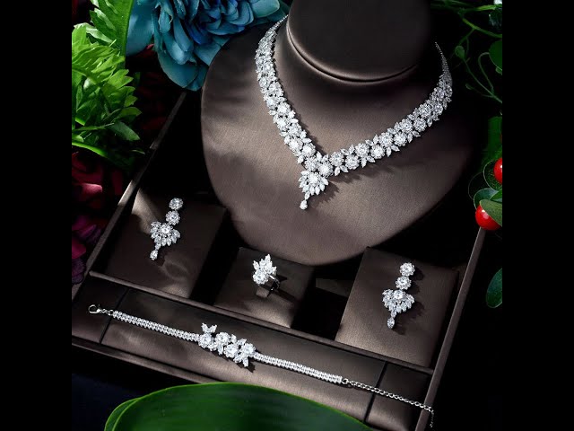 طقم مجوهرات زركون فخم عالي الجودة  4 قطع