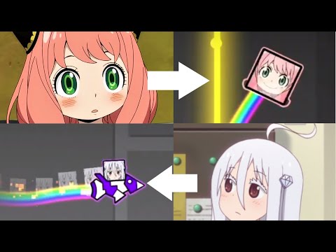 Anya Forger and Hikari Kongo in Geometry Dash (GD Fanmade Texture Pack)