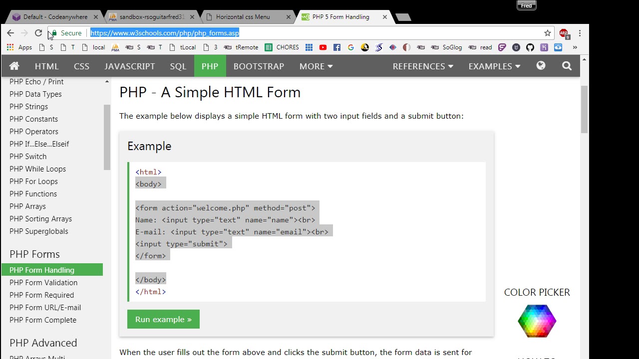 Codeanywhere Tutorials :: Form to create user