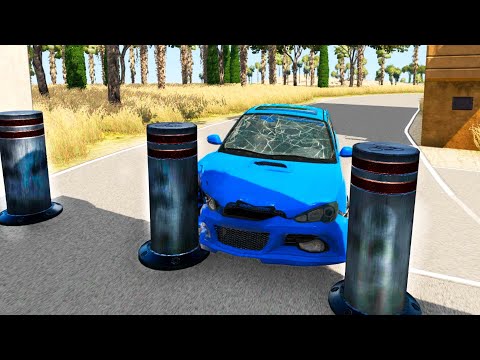 Cars vs Bollards - DEVASTATING CRASHES! #3 / BeamNG drive 4K