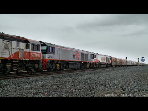 New Diesel Locomotive CSR014 On 1PM9 SCT Freight Train (3/11/2021) - PoathTV Australian Railways