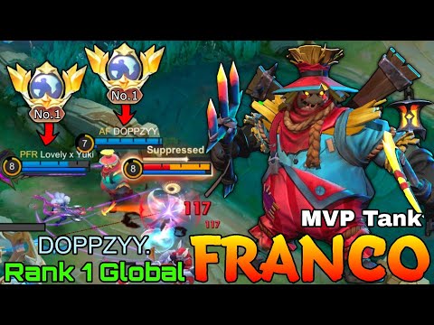 NonStop Gank Franco MVP Gameplay - Top 1 Global Franco by DOPPZYY. - Mobile Legends