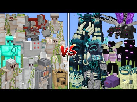 ALL MUTANT IRON GOLEMS VS ALL MUTANT ENDERMANS & WARDENS ALLIANCE MOBS BATTLE IN MINECRAFT