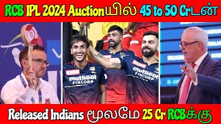 45 to 50 கோடிகளுடன் RCB IPL 2024 Auctionயில் களமிறங்குவது உறுதி! RCB Released Indians