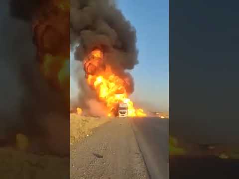 LKW Brand mit explosiver Ladung