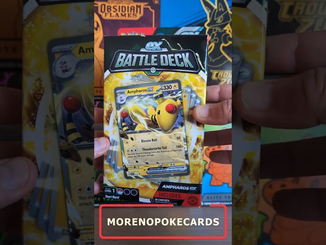 Vídeo relacionado con Pokémon baraja Combate ex de Ampharos ex y Lote de 2 Paquetes de Mejora de JCC Pokémon (baraja de 60 Cartas Lista para Jugar)