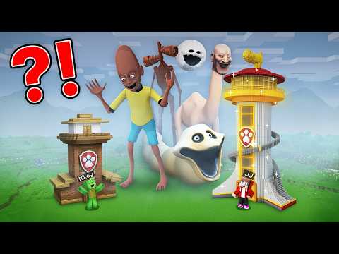 Mikey Poor & JJ Rich PAW PATROL TOWER vs MOBS in Minecraft - Maizen