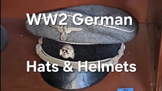 A friend's private collection of WW2 German hats and helmets.