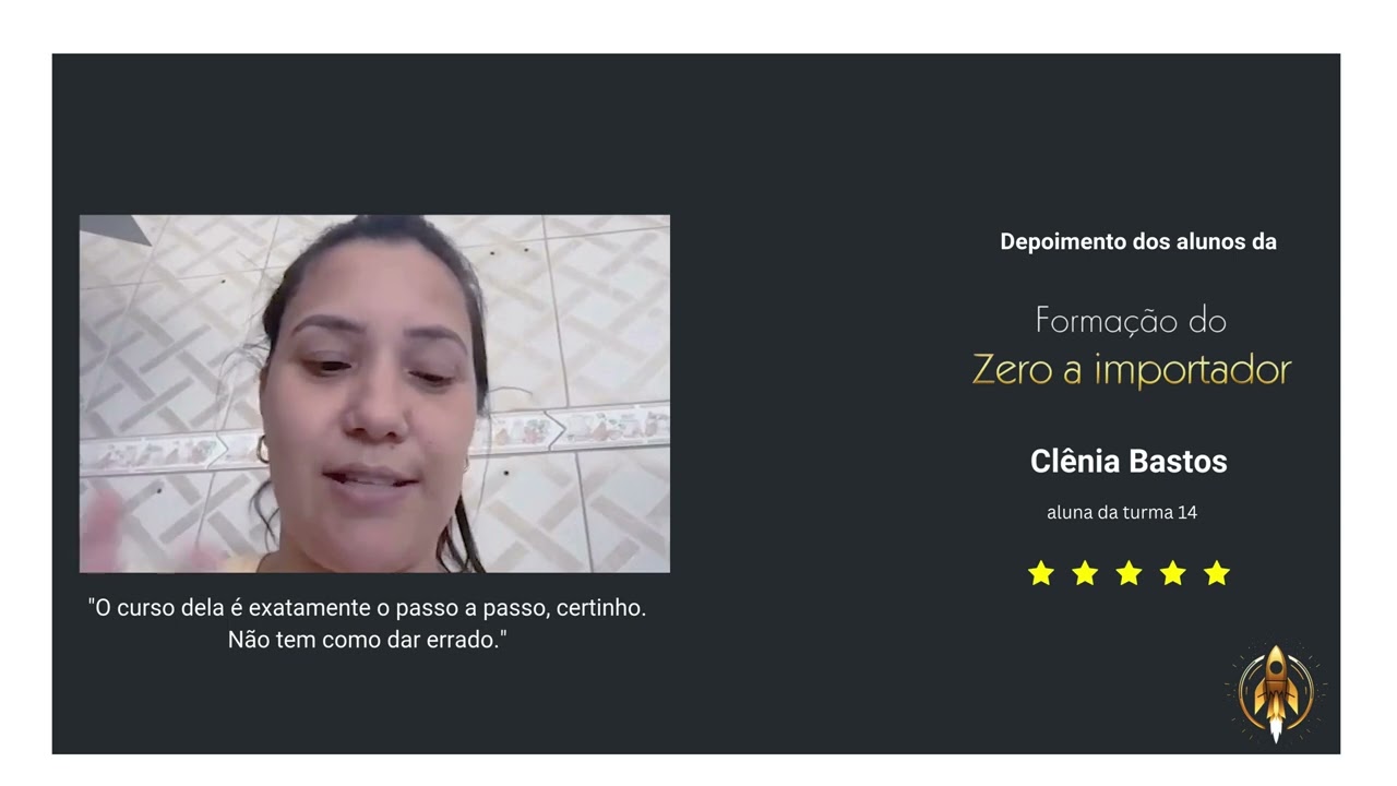 Depoimento aluna Clenia - Formação do Zero a Importador com Camila Carvalho - Formação ZI
