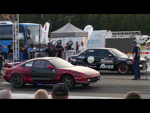 Audi 80 B4 Quattro 2.2T 20v vs Toyota MR2 2.0 Turbo K20 DSG 1/4 mile drag race