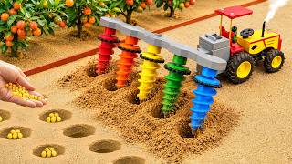 DIY Mini Tractor Hole Drilling Machine 🍊 Perfect Orange Farm Planting | HP Mini