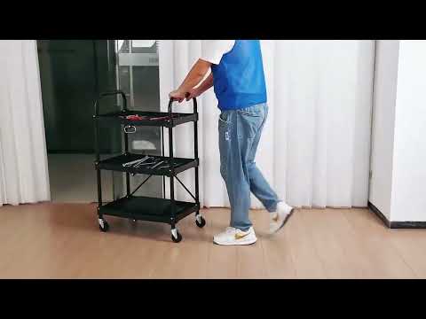 Gambar Maxbuilt Troli Perkakas Lipat 3 Tingkat - Hitam