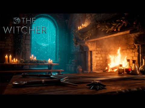 Christmas at Kaer Morhen❄️ The Witcher Ambience | Cozy Fireplace, Snowstorm & Relaxing Music