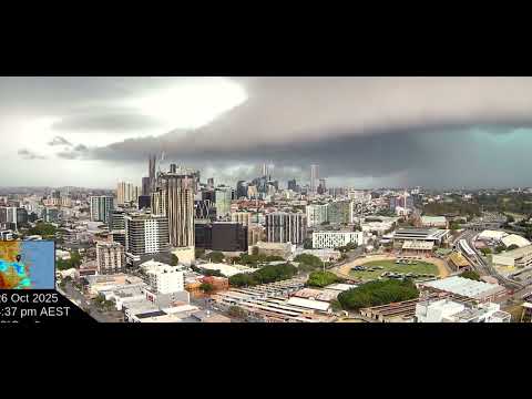 Timelapse of HP supercell rolling through Brisbane, QLD - 26/10/25