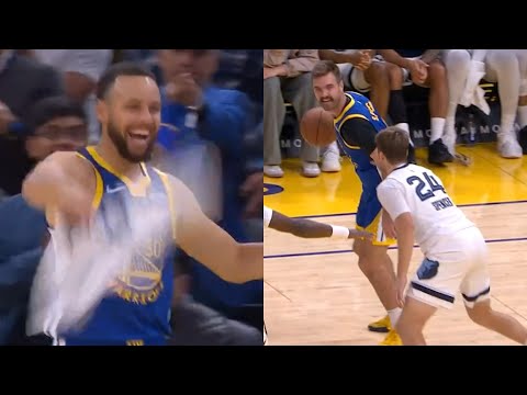 Steph Curry hyped as Pat Spencer posts up his brother Cam Spencer at end of game 😂