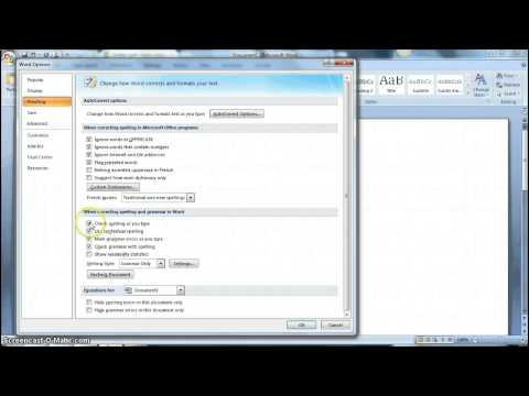 Turn Spell Check On or Off in Microsoft Word 2007