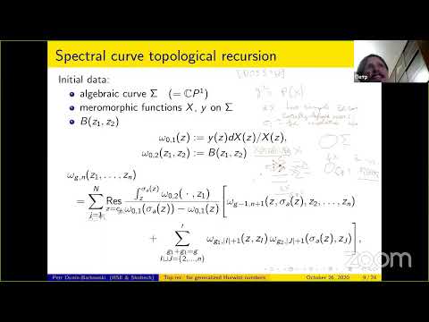 Petr Dunin-Barkowski --Top. recursion for general weighted double Hurwitz number partition functions