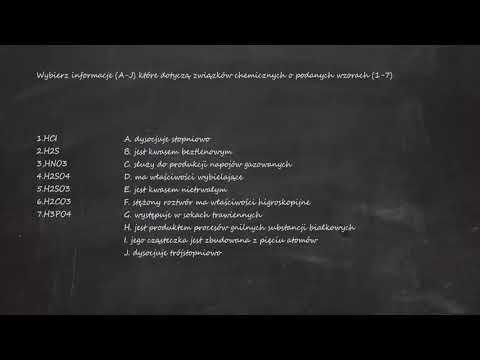 Wybierz informacje (A-J) które dotyczą związków chemicznych o podanych wzorach (1-7) HCI2, H2S3