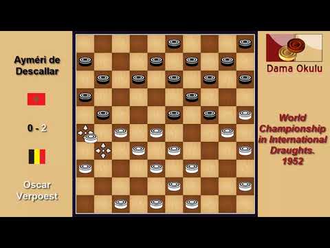 Oscar Verpoest (BEL) - Ayméri de Descallar (MAR). Draughts World Championship. 1952.