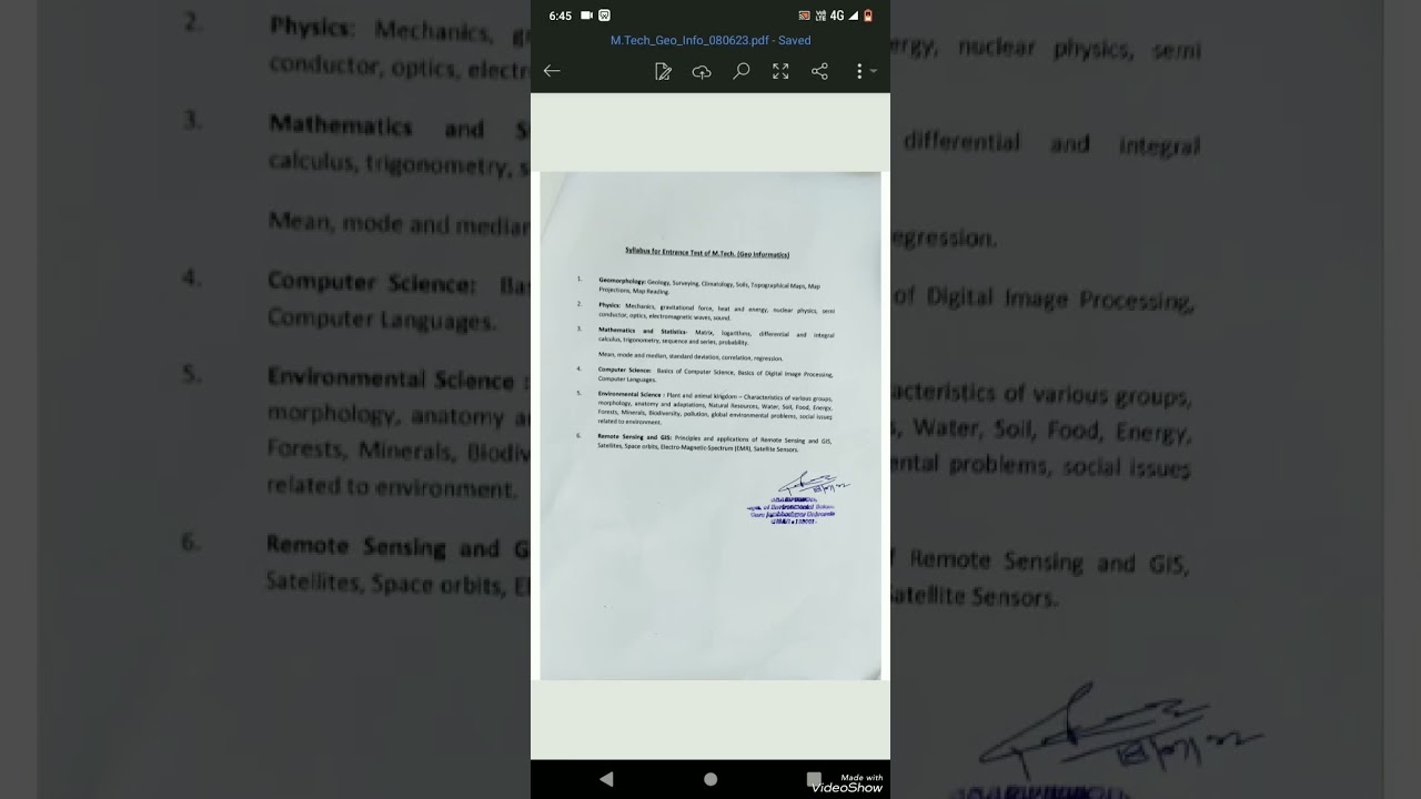 entrance test syllabus for M.tech (geo informatics) @#jalwal