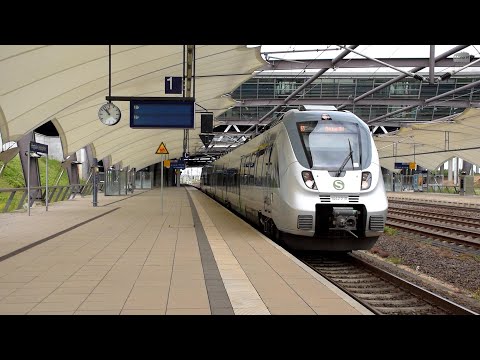 Züge in Flughafen Leipzig/Halle -  IC2, ICE 1 und ICE4, ET442 der S-Bahn Leipzig