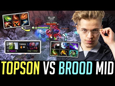 Topson Last Pick Signature Hero TINY - vs BROODMOTHER Mid - 1 vs 5? DOTA 2