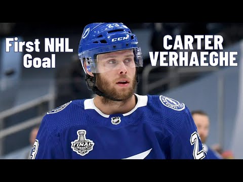 Carter Verhaeghe #23 (Tampa Bay Lightning) first NHL goal Dec 7, 2019