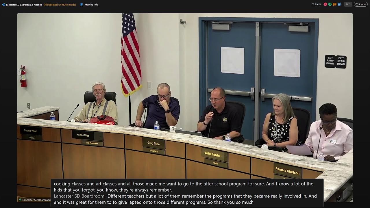Broadcast of the Lancaster School District Board Meeting