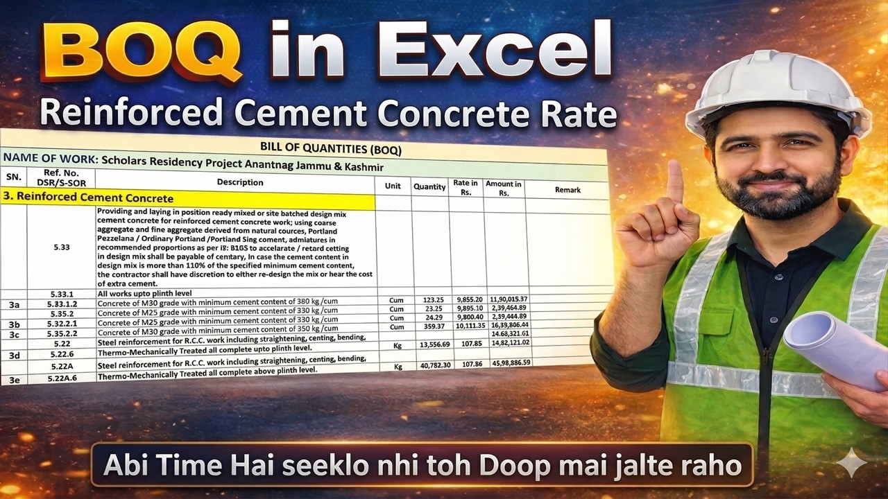 BOQ Preparation Step-by-Step | How to Prepare BOQ | Reinforced Cement Concrete & Steel work BOQ