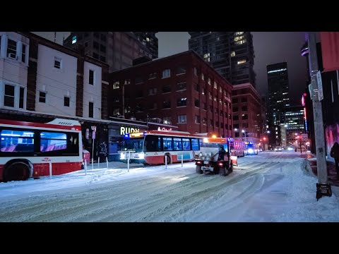 🇨🇦 Canada Walking Tour - Toronto Snow Storm Night Walk | 4K HDR