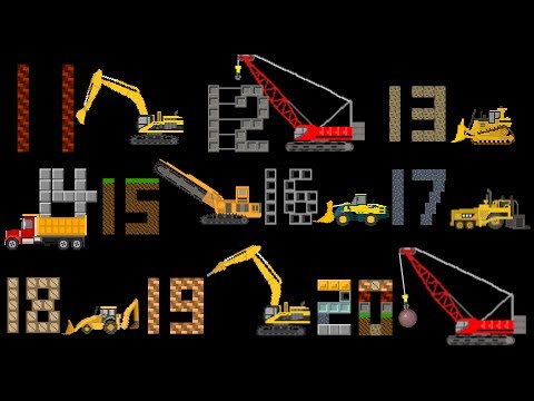 Construction Vehicles Counting 11 to 20 -  Count with Trucks - The Kids' Picture Show