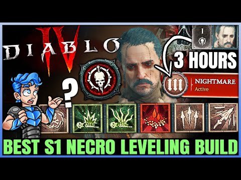 Diablo 4 - New Best Necromancer Leveling Build - Season 1 FAST 1 to 50 - Skills Paragon Gear Guide!