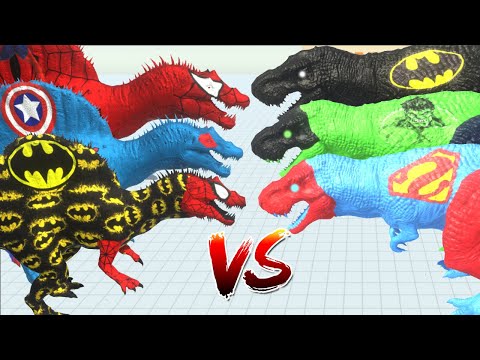 Spider-man Batman Captain America Spinosaurus DEATH RUN - Animal Revolt Battle Simulator