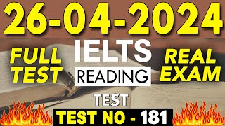 IELTS Reading Test 2024 with Answers | 26.04.2024 | Test No - 181