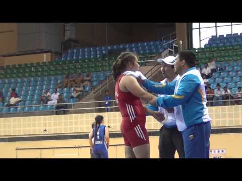 Asian cadet FS & GR 2015 : 70kg bronze Women FS KAZ vs TPE uisenova M. vs Chang -Hui
