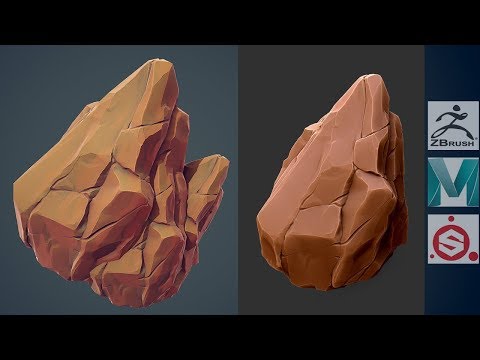 Zbrush 2019 , Maya 2019 , Painter - Stylized Rocks